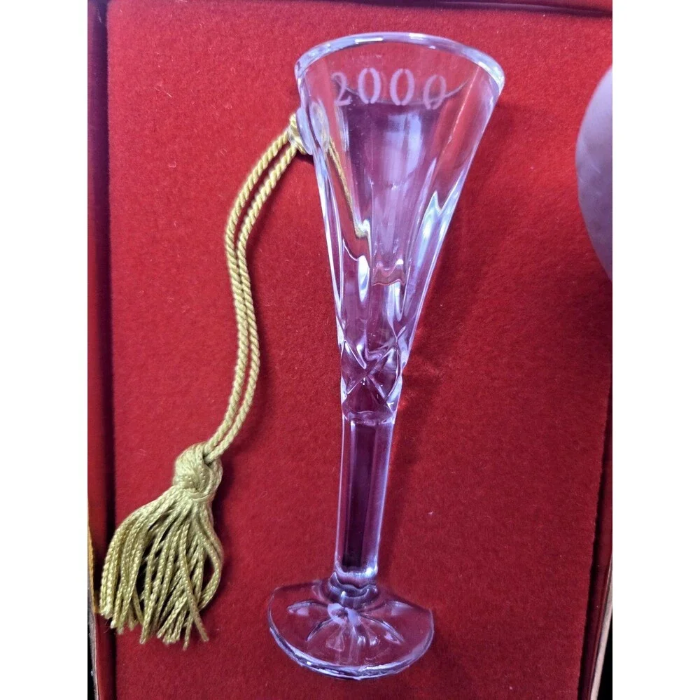 Gorham Lady Anne Flute Glass Christmas Ornament USA 2000 Etched Made in USA